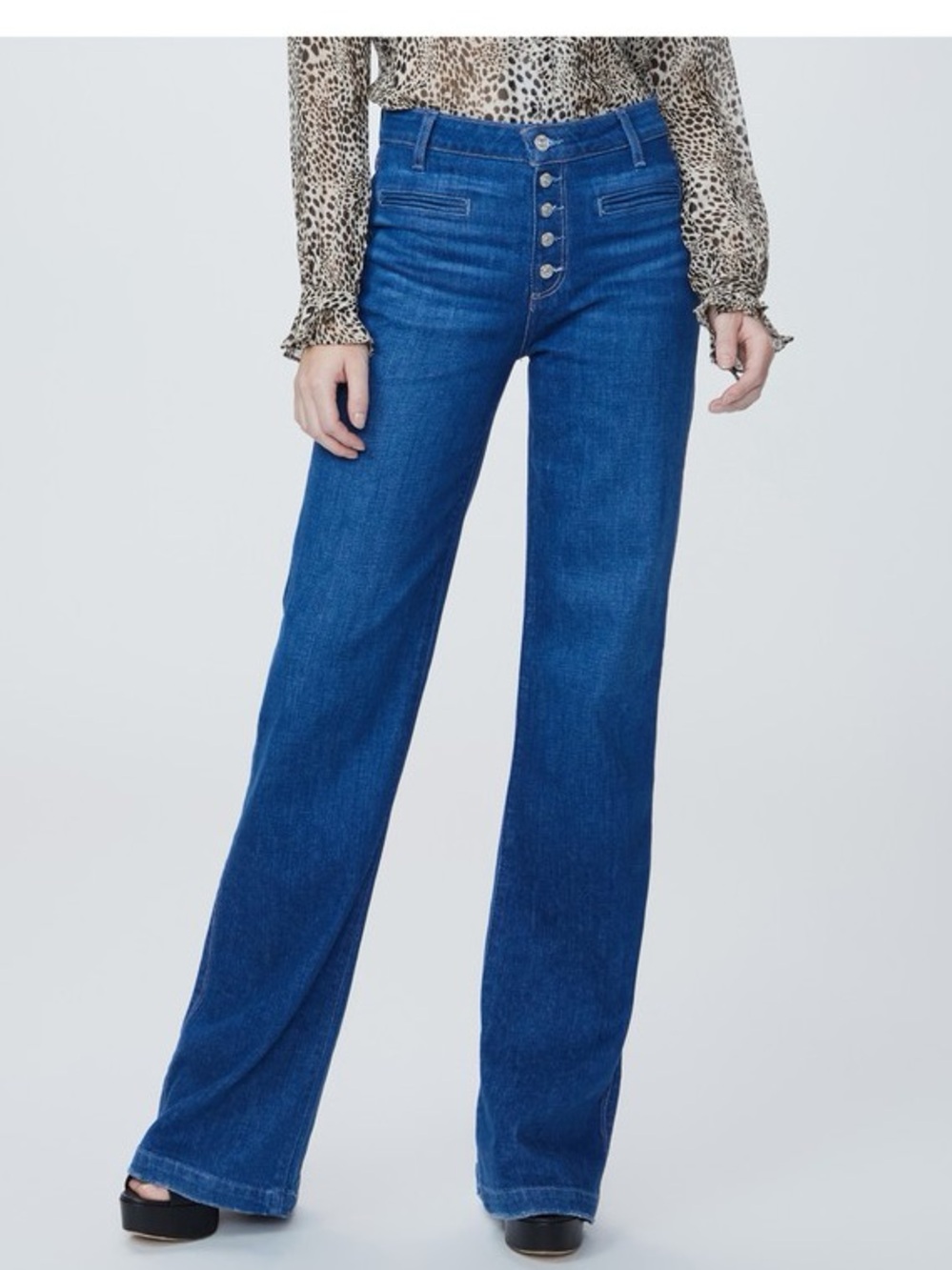 PAIGE Leenah Wide-Leg Jeans in the Soraya dark wash